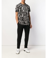 T-shirt à col rond imprimé noir et blanc Philipp Plein