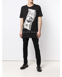 T-shirt à col rond imprimé noir et blanc Philipp Plein