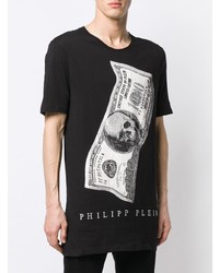 T-shirt à col rond imprimé noir et blanc Philipp Plein