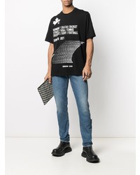 T-shirt à col rond imprimé noir et blanc DSQUARED2