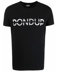 T-shirt à col rond imprimé noir et blanc Dondup