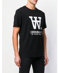 T-shirt à col rond imprimé noir et blanc Wood Wood