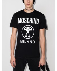 T-shirt à col rond imprimé noir et blanc Moschino