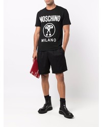 T-shirt à col rond imprimé noir et blanc Moschino