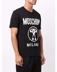 T-shirt à col rond imprimé noir et blanc Moschino