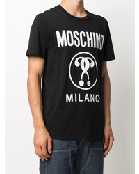 T-shirt à col rond imprimé noir et blanc Moschino