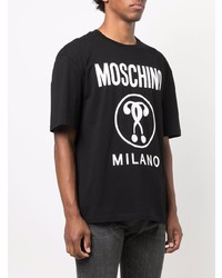 T-shirt à col rond imprimé noir et blanc Moschino