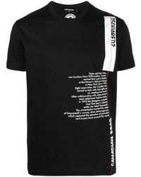 T-shirt à col rond imprimé noir et blanc DSQUARED2