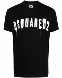 T-shirt à col rond imprimé noir et blanc DSQUARED2