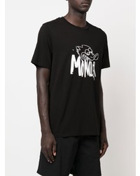 T-shirt à col rond imprimé noir et blanc Moncler