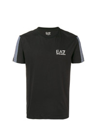 T-shirt à col rond imprimé noir et blanc Ea7 Emporio Armani