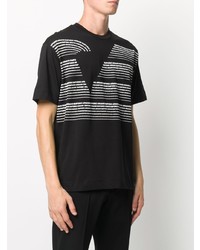 T-shirt à col rond imprimé noir et blanc Emporio Armani