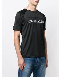 T-shirt à col rond imprimé noir et blanc CK Calvin Klein