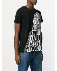 T-shirt à col rond imprimé noir et blanc Valentino