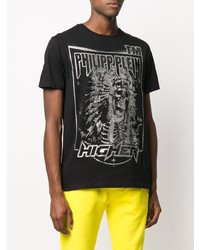 T-shirt à col rond imprimé noir et blanc Philipp Plein