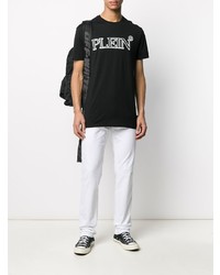 T-shirt à col rond imprimé noir et blanc Philipp Plein