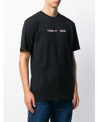 T-shirt à col rond imprimé noir et blanc Tommy Jeans