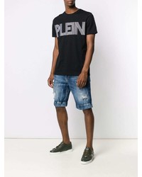 T-shirt à col rond imprimé noir et blanc Philipp Plein