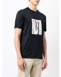 T-shirt à col rond imprimé noir et blanc Emporio Armani