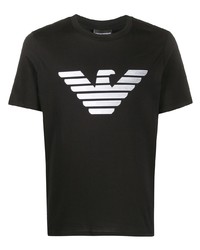 T-shirt à col rond imprimé noir et blanc Emporio Armani