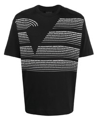 T-shirt à col rond imprimé noir et blanc Emporio Armani