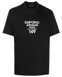 T-shirt à col rond imprimé noir et blanc Emporio Armani