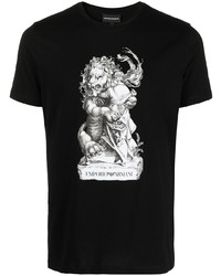 T-shirt à col rond imprimé noir et blanc Emporio Armani