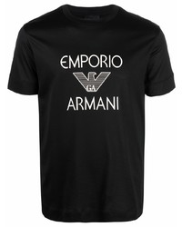 T-shirt à col rond imprimé noir et blanc Emporio Armani