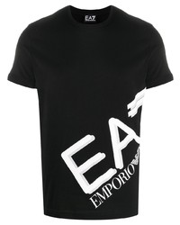 T-shirt à col rond imprimé noir et blanc Emporio Armani