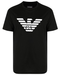 T-shirt à col rond imprimé noir et blanc Emporio Armani