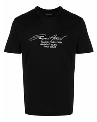 T-shirt à col rond imprimé noir et blanc Emporio Armani