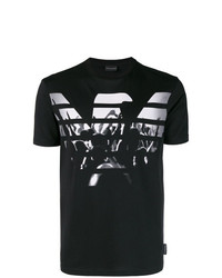 T-shirt à col rond imprimé noir et blanc Emporio Armani