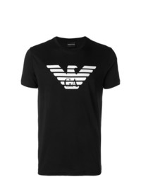 T-shirt à col rond imprimé noir et blanc Emporio Armani