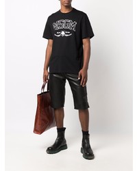 T-shirt à col rond imprimé noir et blanc MSGM