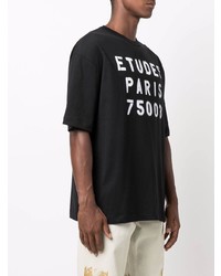 T-shirt à col rond imprimé noir et blanc Études