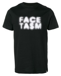 T-shirt à col rond imprimé noir et blanc Facetasm