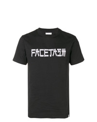 T-shirt à col rond imprimé noir et blanc Facetasm