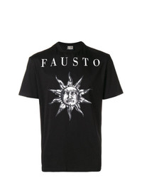 T-shirt à col rond imprimé noir et blanc Fausto Puglisi