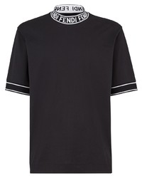 T-shirt à col rond imprimé noir et blanc Fendi