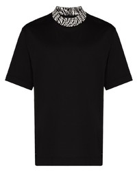 T-shirt à col rond imprimé noir et blanc Fendi