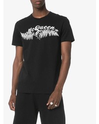 T-shirt à col rond imprimé noir et blanc Alexander McQueen