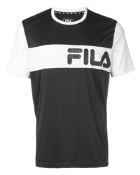 T-shirt à col rond imprimé noir et blanc Fila