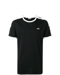 T-shirt à col rond imprimé noir et blanc Fila