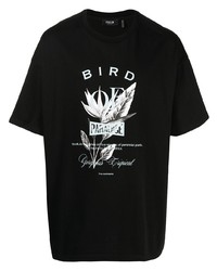 T-shirt à col rond imprimé noir et blanc FIVE CM