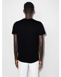 T-shirt à col rond imprimé noir et blanc Balmain