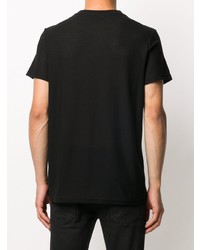 T-shirt à col rond imprimé noir et blanc Balmain