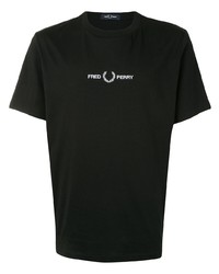 T-shirt à col rond imprimé noir et blanc Fred Perry