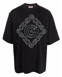 T-shirt à col rond imprimé noir et blanc Gcds