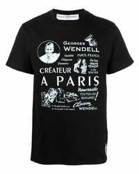 T-shirt à col rond imprimé noir et blanc Georges Wendell
