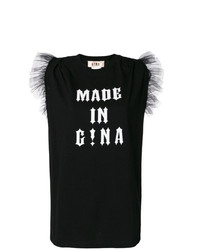 T-shirt à col rond imprimé noir et blanc Gina